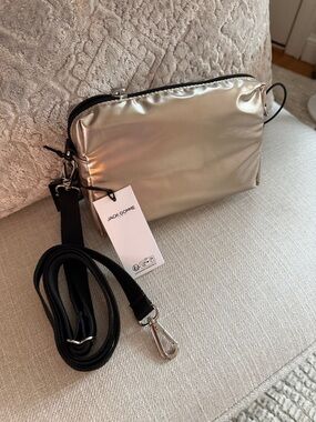 Jack Gomme Soft Metallic Crossbody Bag (soft gold/black)